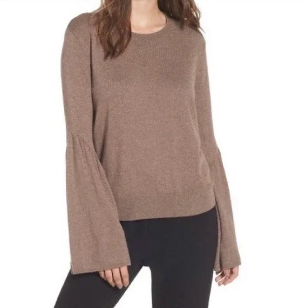 Leith bell sleeve pullover sweater brown XS